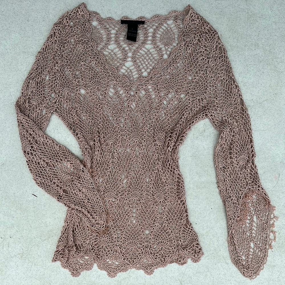 The Limited Handknit crochet beaded top